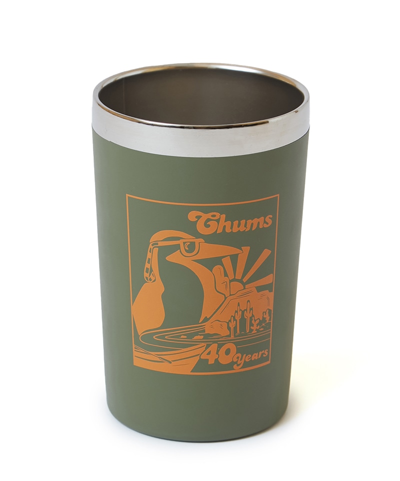 CHUMS 40TH ANNIVERSARY CAMPER STAINLESS STEEL TUMBLER OLIVE