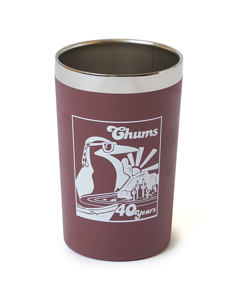 CHUMS 40TH ANNIVERSARY CAMPER STAINLESS STEEL TUMBLER BURGUNDY